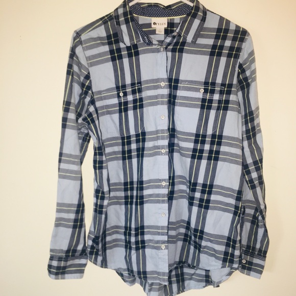 Stylus Blue Plaid Button Down Shirt Size L - Picture 1 of 5